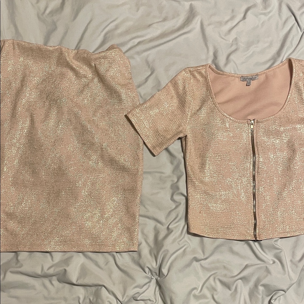 Charlotte Russe Glittery Light Pink Top